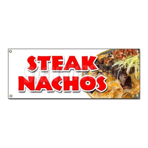 STEAK NACHOS BANNER SIGN snack melted mexican chili tacos tex mex food